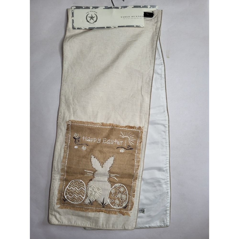 The Prairie by Rachel Ashwell Happy Easter Burlap Table Runner 14x72 NEW